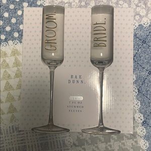 Rae Dunn Bride &Groom Champagne Flutes